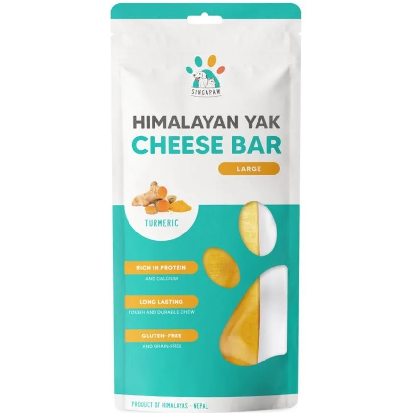 10% OFF: Singapaw Himalayan Yak Cheese Bar Dog Chew - Large Turmeric 160g