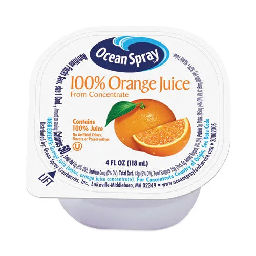 100% Juice, Orange, 4 Oz Cup, 48/box