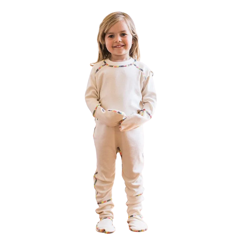 100% Organic Cotton Eczema Sleepsuit for Kids with Scratch Mitts and Footies