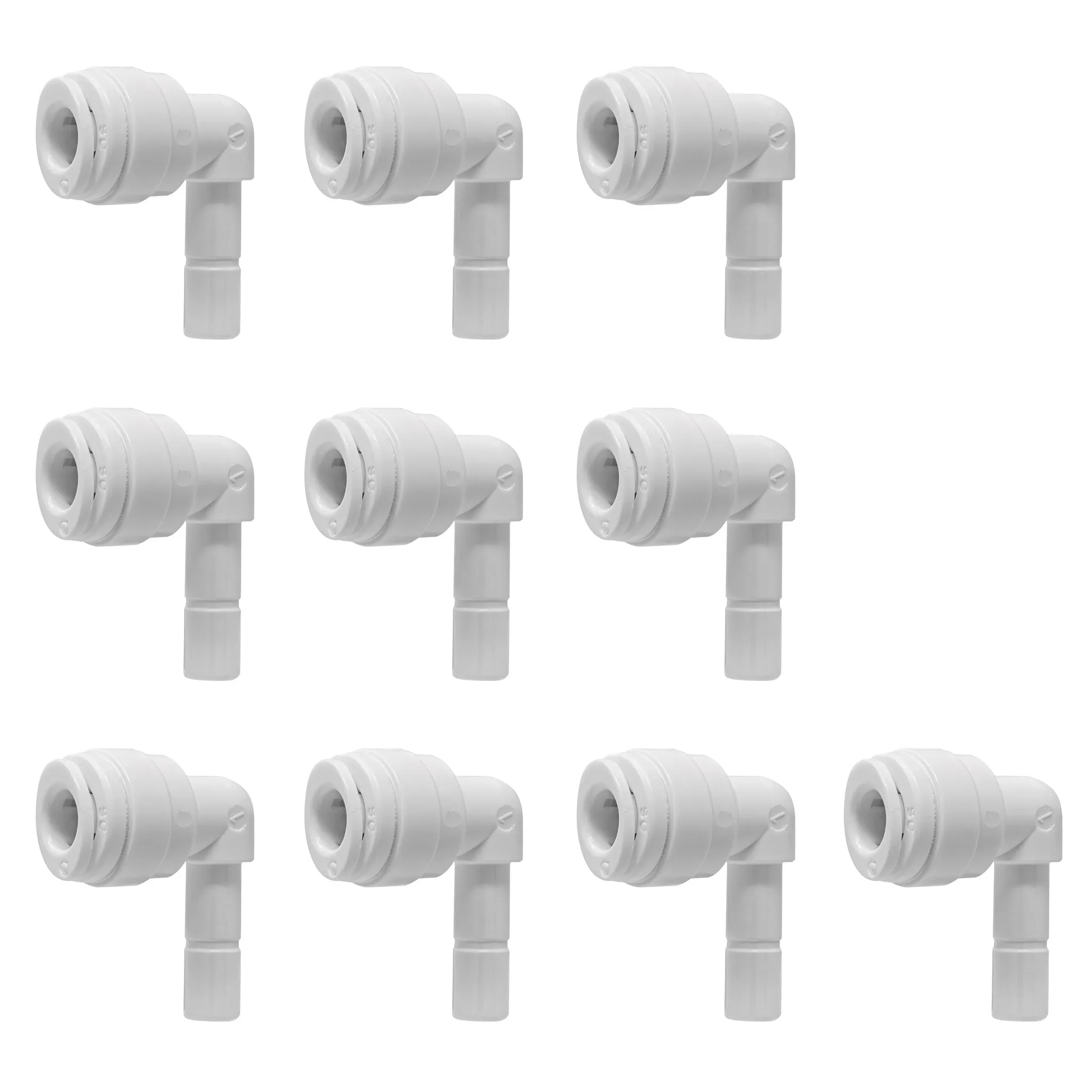 1/4" Quick Connect Stem Elbow for RO Reverse Osmosis Water Filtration System / Replacement Parts / Other Water Appliances 1/4" Quick Connect x 1/4" Stem. NSF Certified (10 Pack)