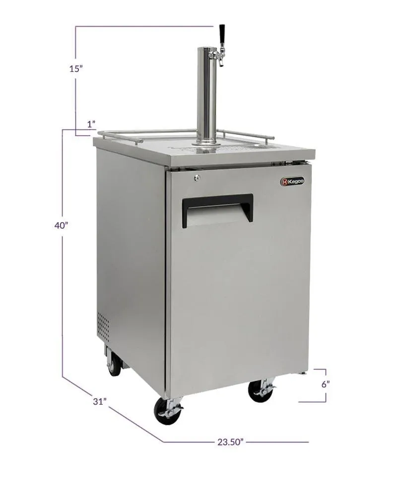 24" Wide Kombucha Tap All Stainless Steel Commercial Kegerator