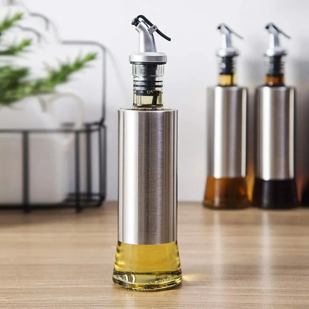 4 piece Oil Dispenser Bottle On Wood Stand