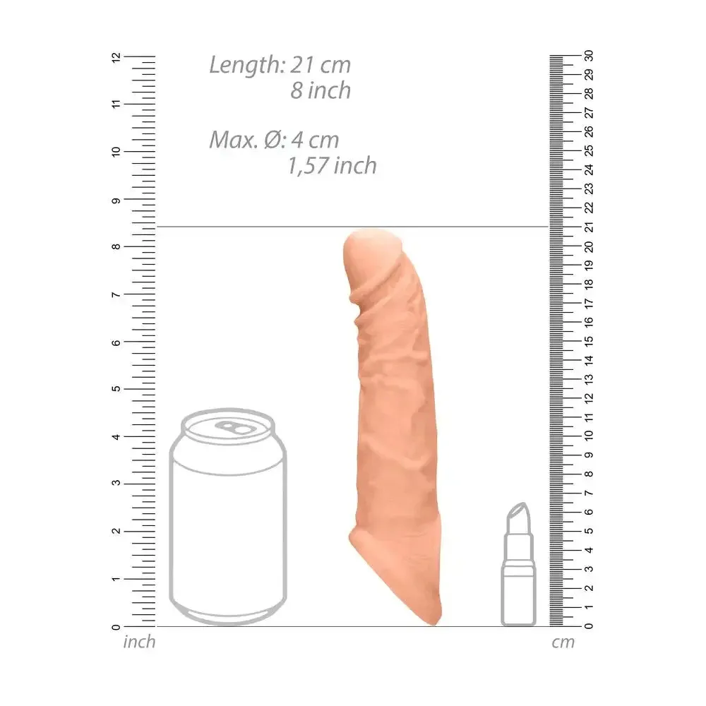 8-inch Shots Toys Flesh Pink Penis Sleeve with Vein Details for Him