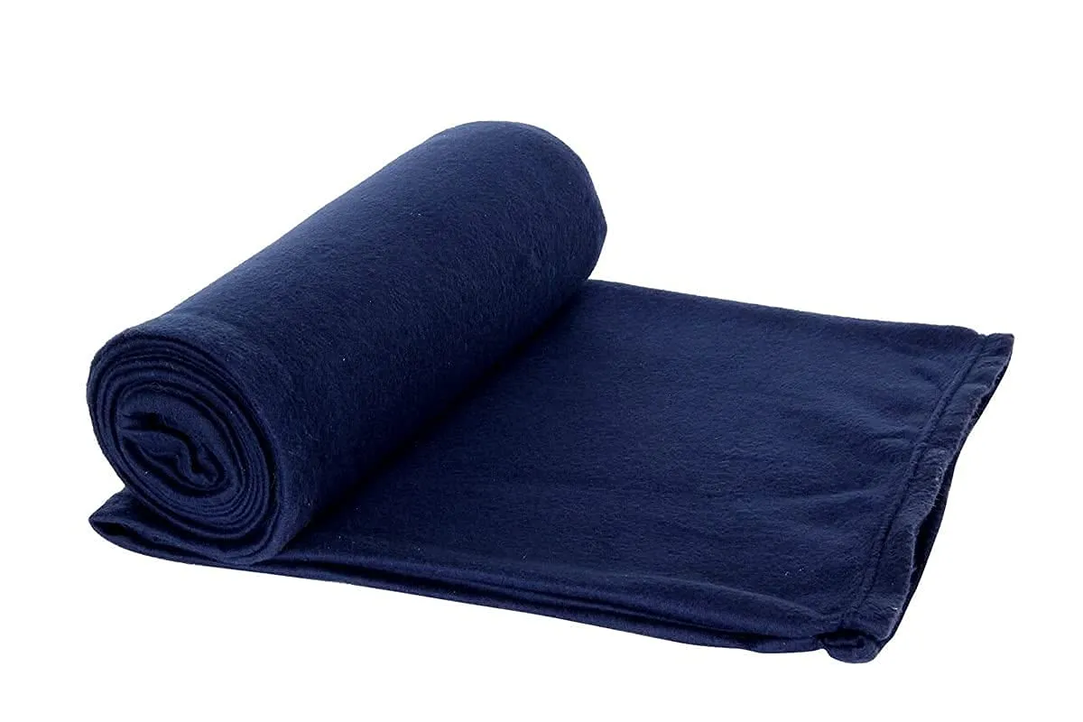 Aapno Rajasthan Soft and Lightweight Mild Winter Polar Fleece AC Blanket - Single Bed - Blue - Pack of 3