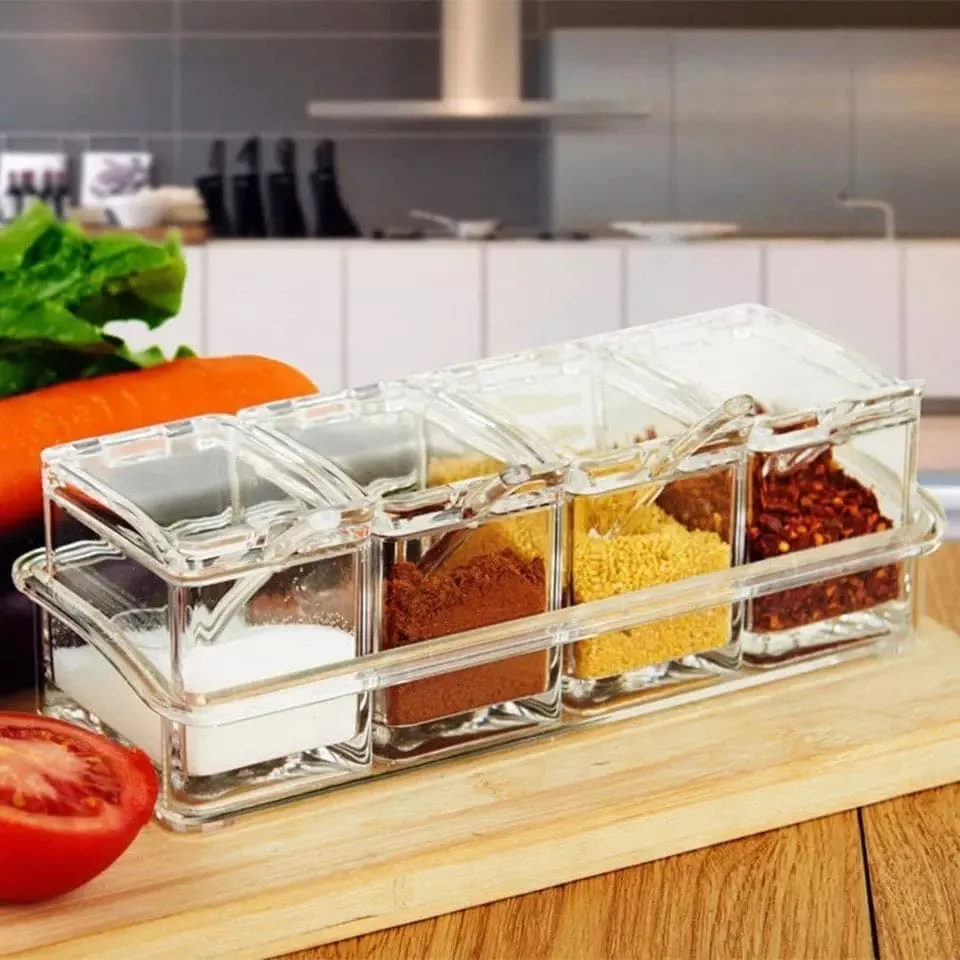 Acrylic Transparent Pot, Crystal Seasoning Box, Spice Storage Rack