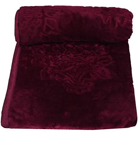 AQRATE Ultra Soft Luxurious Embossed Very Warm Korean Mink Blanket Single Bed for Winter (Violet, Single)