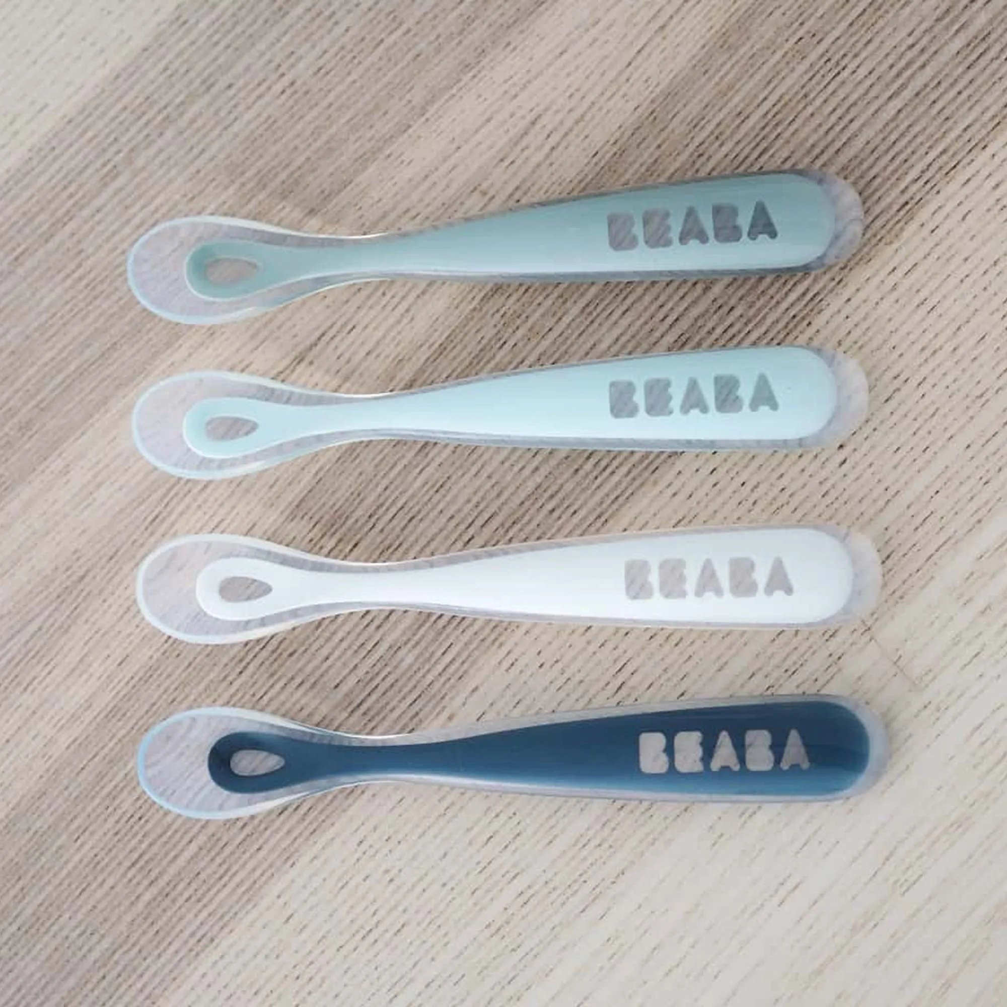 BEABA 2-In-1 First Foods Silicone Spoons (x4) - Rain