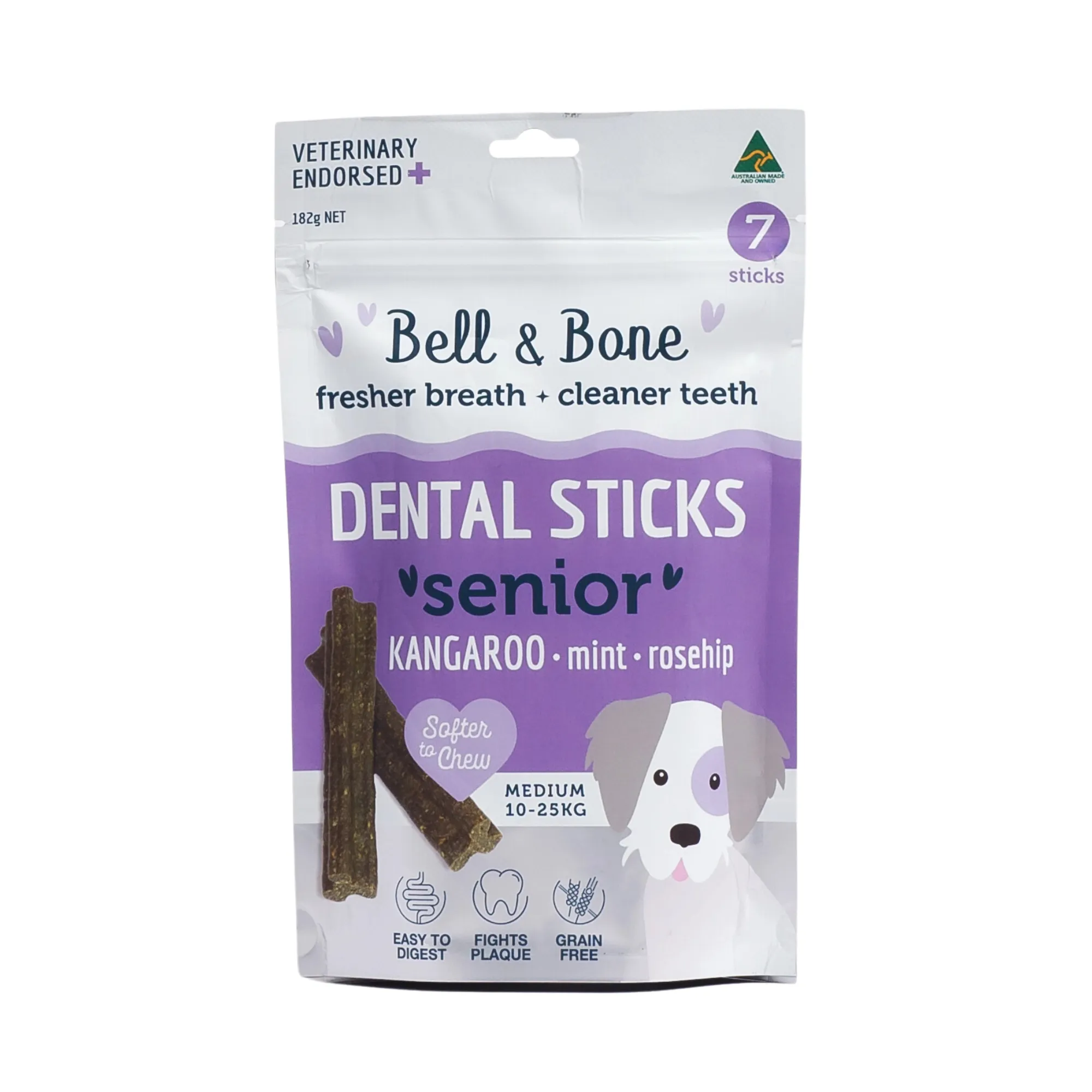 Bell & Bone Senior Dog Dental Sticks Kangaroo 7 Pack