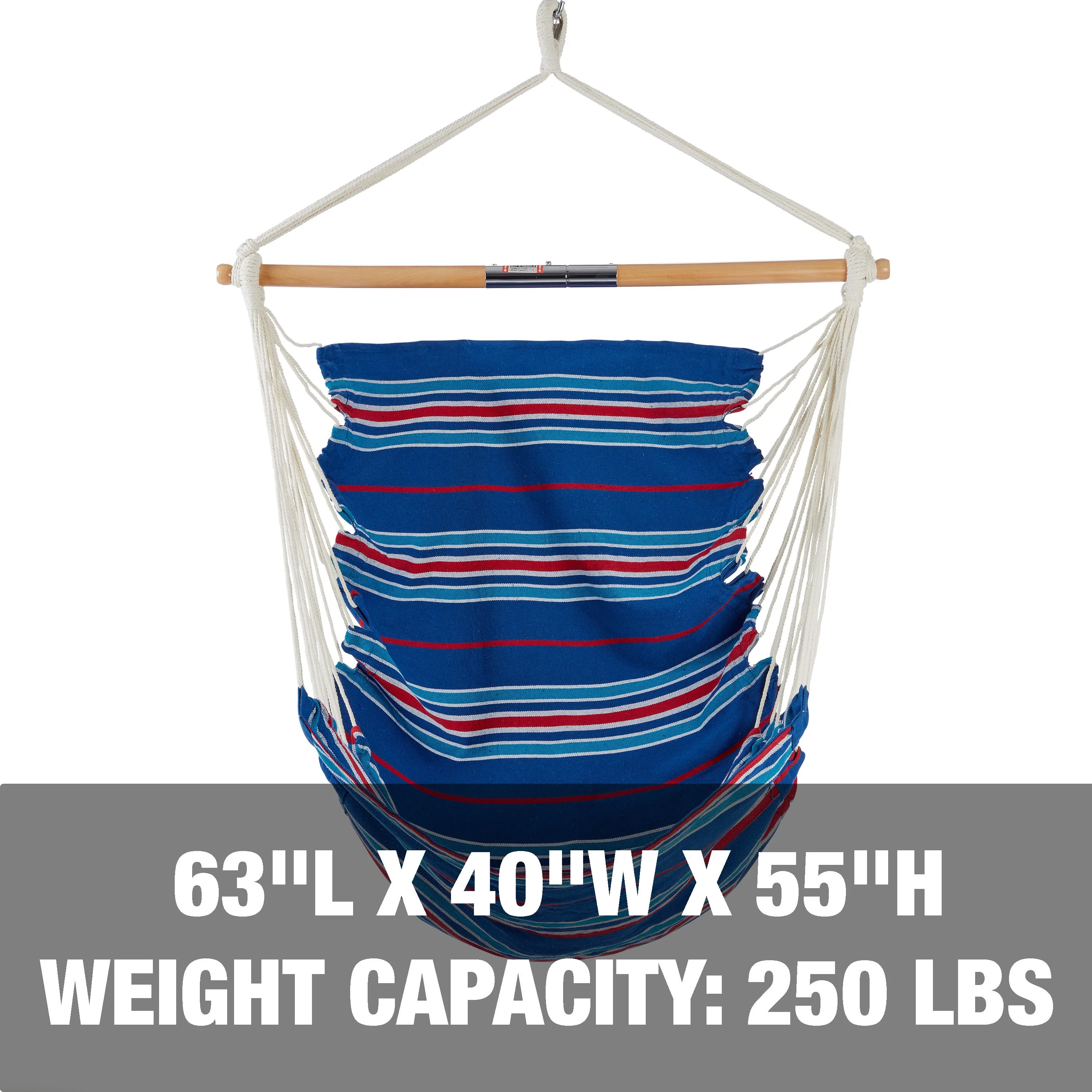 Bliss Hammocks Fabric Hammock Chair | Spreader Bar | 250 LB Weight Capacity | Hanging Hardware