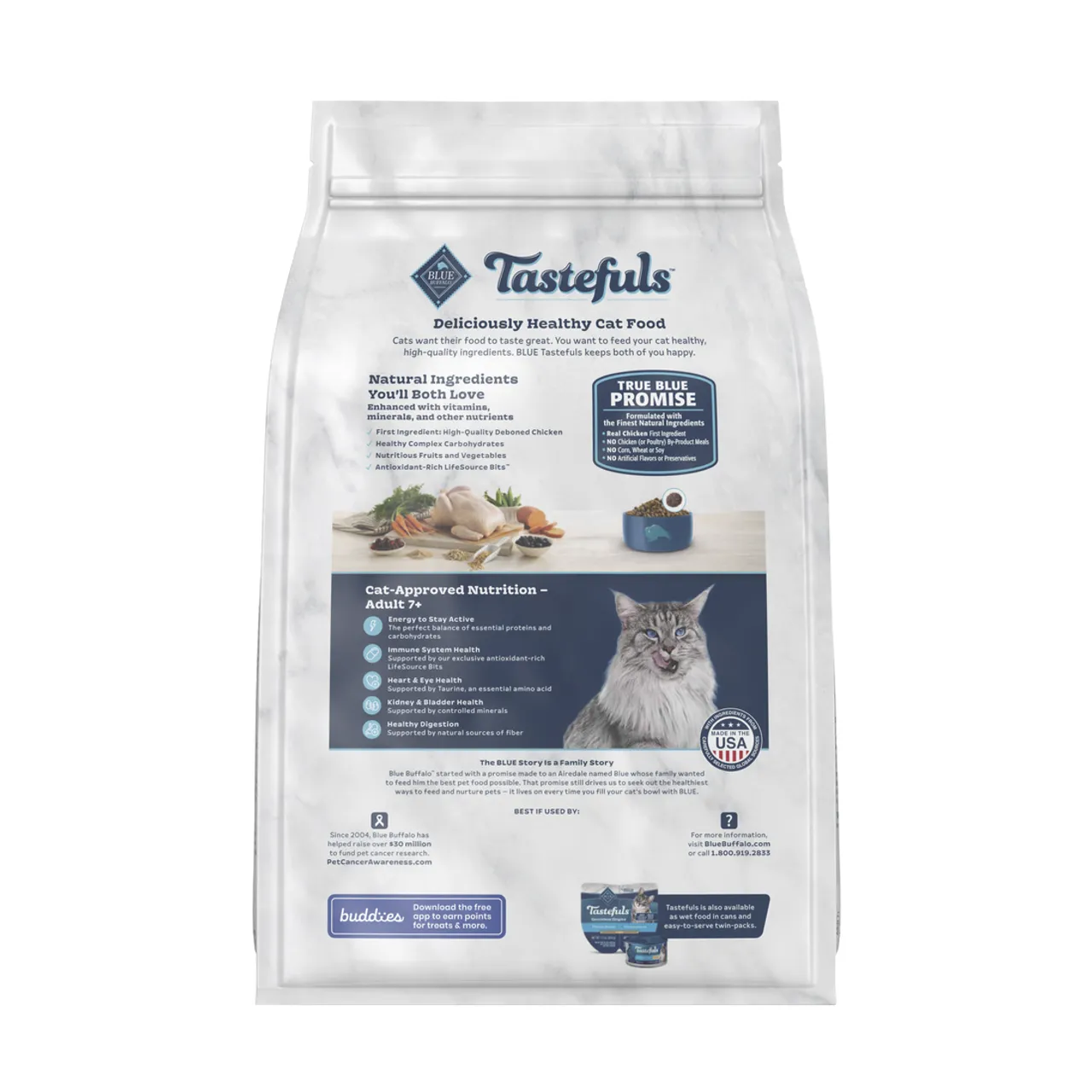 Blue Buffalo Tastefuls Mature Adult Cat 7  Chicken & Brown Rice Cat Food