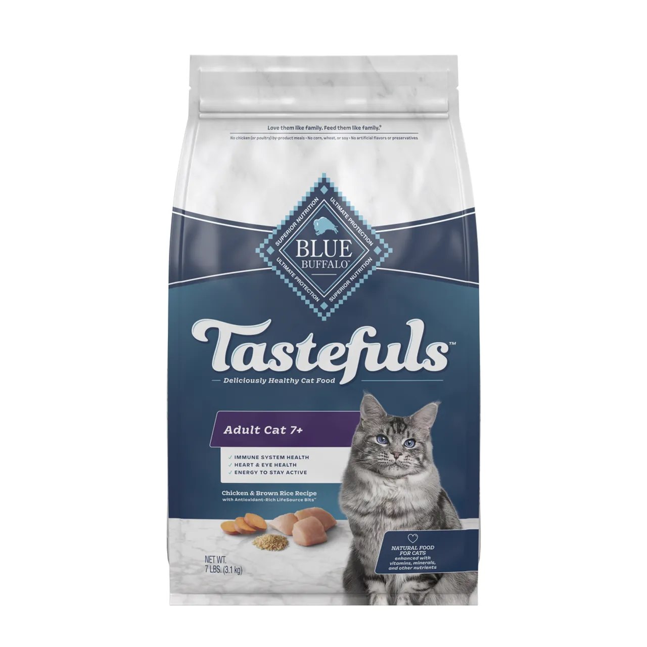 Blue Buffalo Tastefuls Mature Adult Cat 7  Chicken & Brown Rice Cat Food