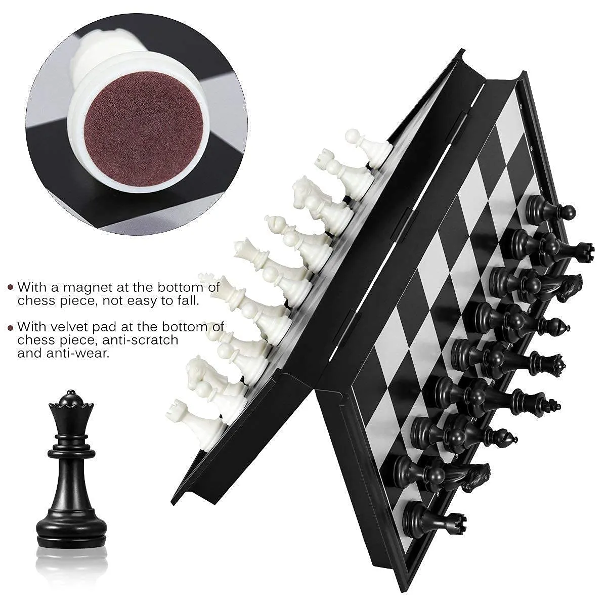 Brand Conquer Magnetic Educational Plastic Chess Board Set with Folding Chess Board 2 Players Travel Toys for Kids and Adults (10 Inch) (Black Chess Board)