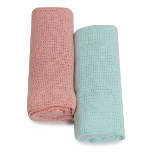 Bubba Blue Nordic 2pk Cellular Blanket Coral/Tiffany