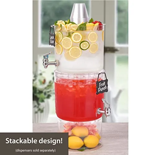 Buddeez Stand 2 Gallon Tritan Clear Large Plastic Parties Top Lid For Cups & Fruit w, Drink Dispenser With Spigot