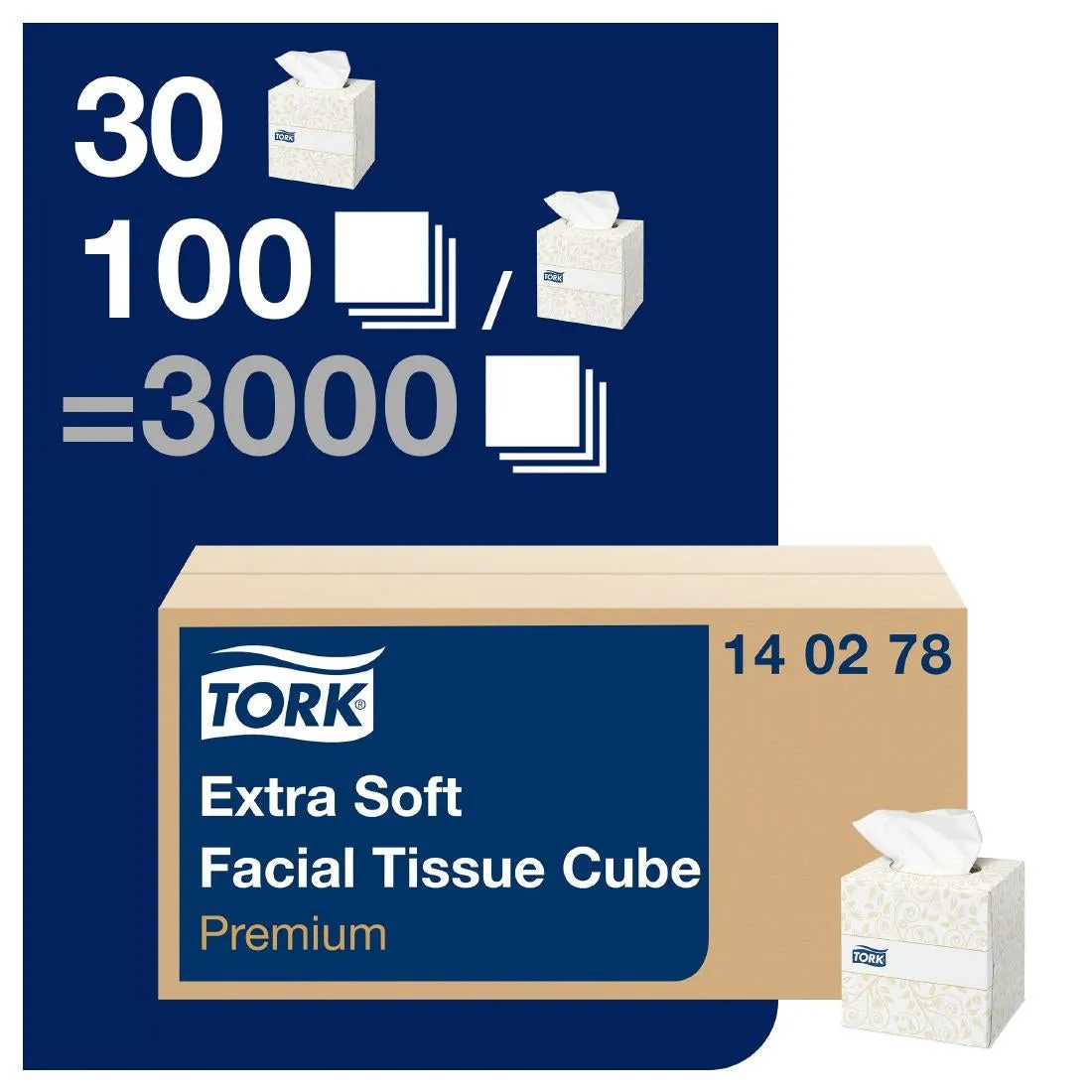 CH570 Tork Premium Extra Soft Facial Tissues Cube 2ply (30x100)