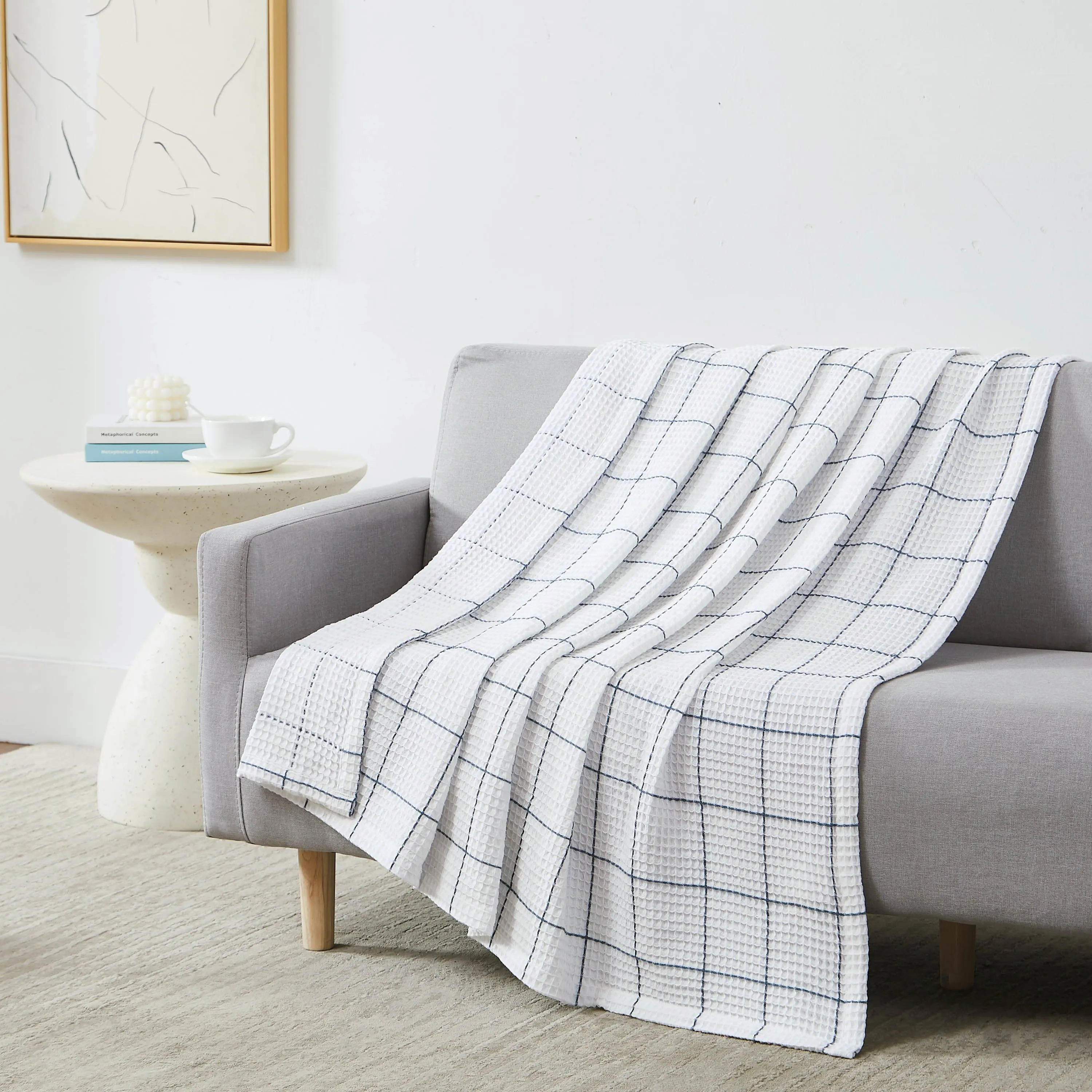 Check Cotton Waffle Blankets and Throws