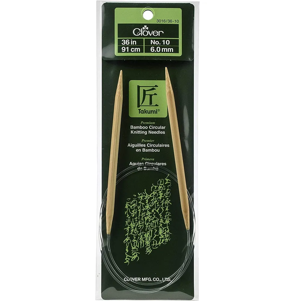 Clover Bamboo Circular Knitting Needles 36" (Sizes 3 to 15)