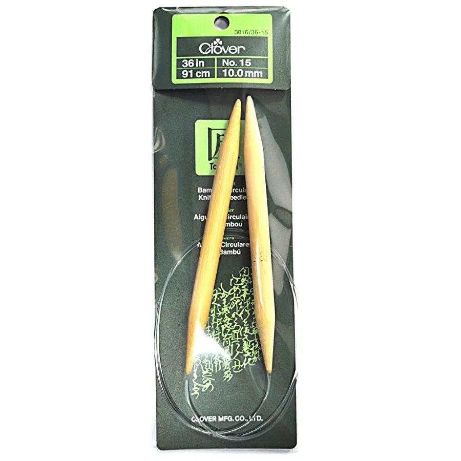 Clover Bamboo Circular Knitting Needles 36" (Sizes 3 to 15)