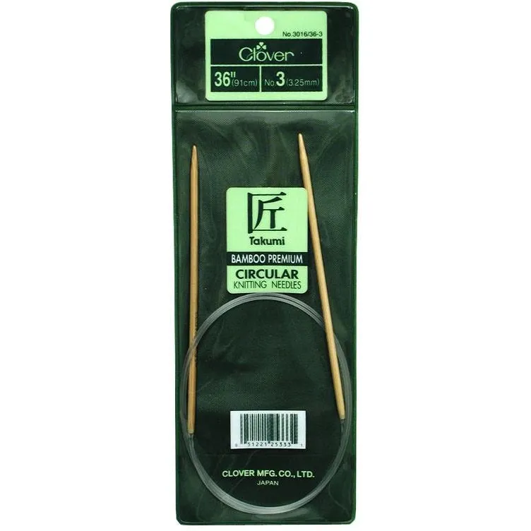 Clover Bamboo Circular Knitting Needles 36" (Sizes 3 to 15)