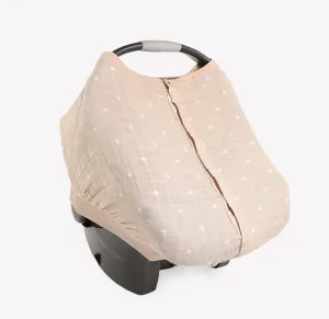 Cotton Muslin Car Seat Canopy-Taupe Cross