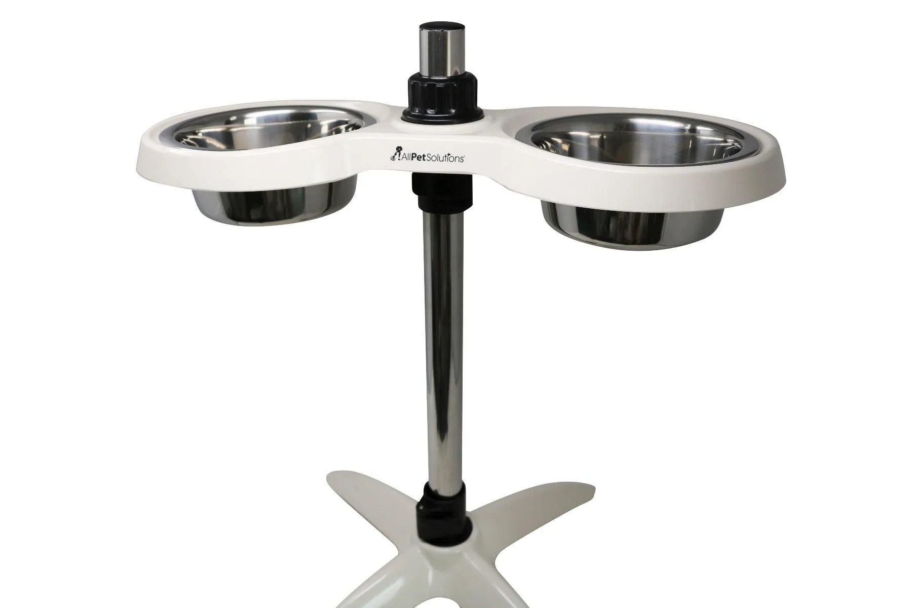 Elevated Adjustable Raised Dog Bowl White M/L