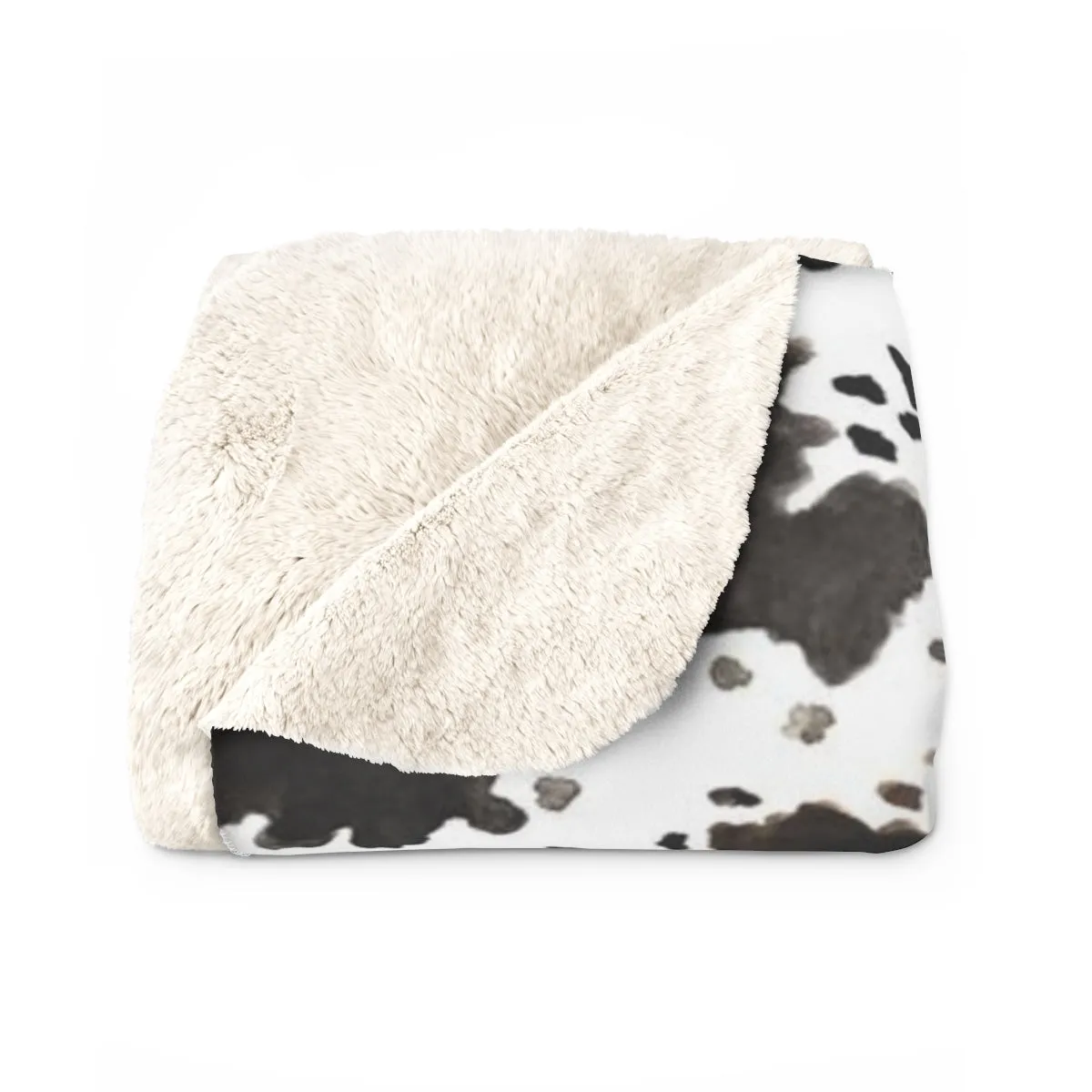 Farm Cow Print Animal Print Designer Cozy Sherpa Fleece Blanket-Made in USA