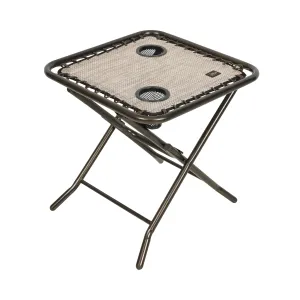 Folding Side Table w/ 2 Built-In Cup Holders | 20-in. Surface | Weather Resistant | 40 Lb. Capacity