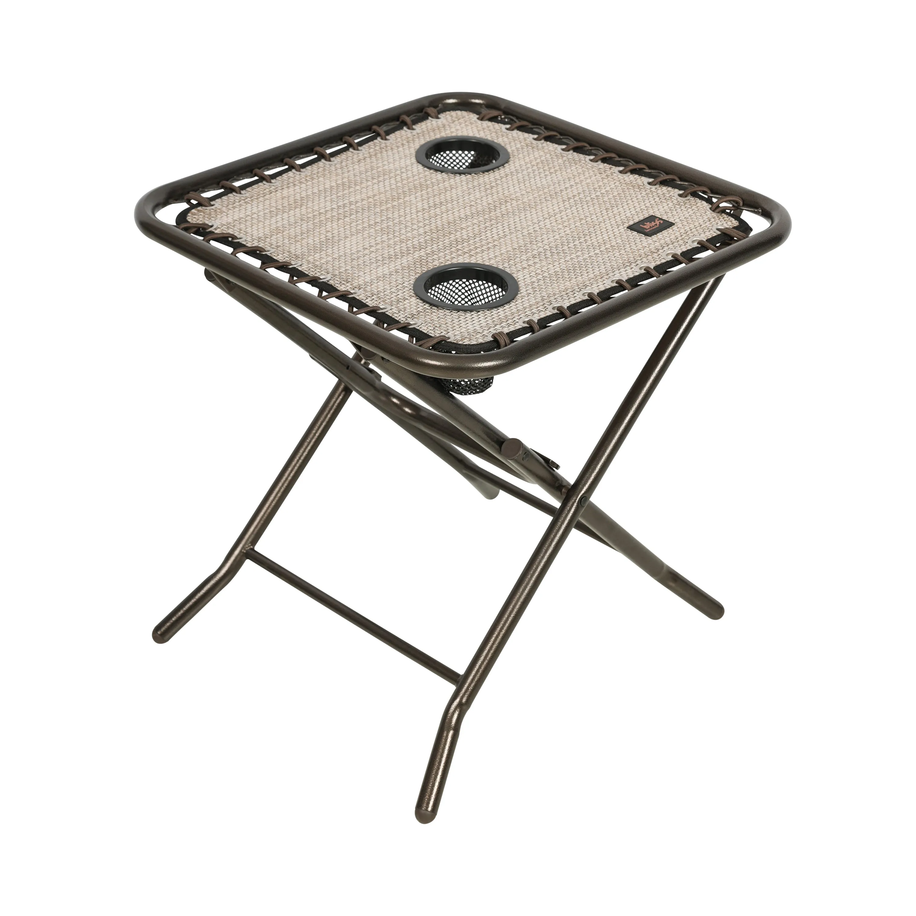 Folding Side Table w/ 2 Built-In Cup Holders | 20-in. Surface | Weather Resistant | 40 Lb. Capacity