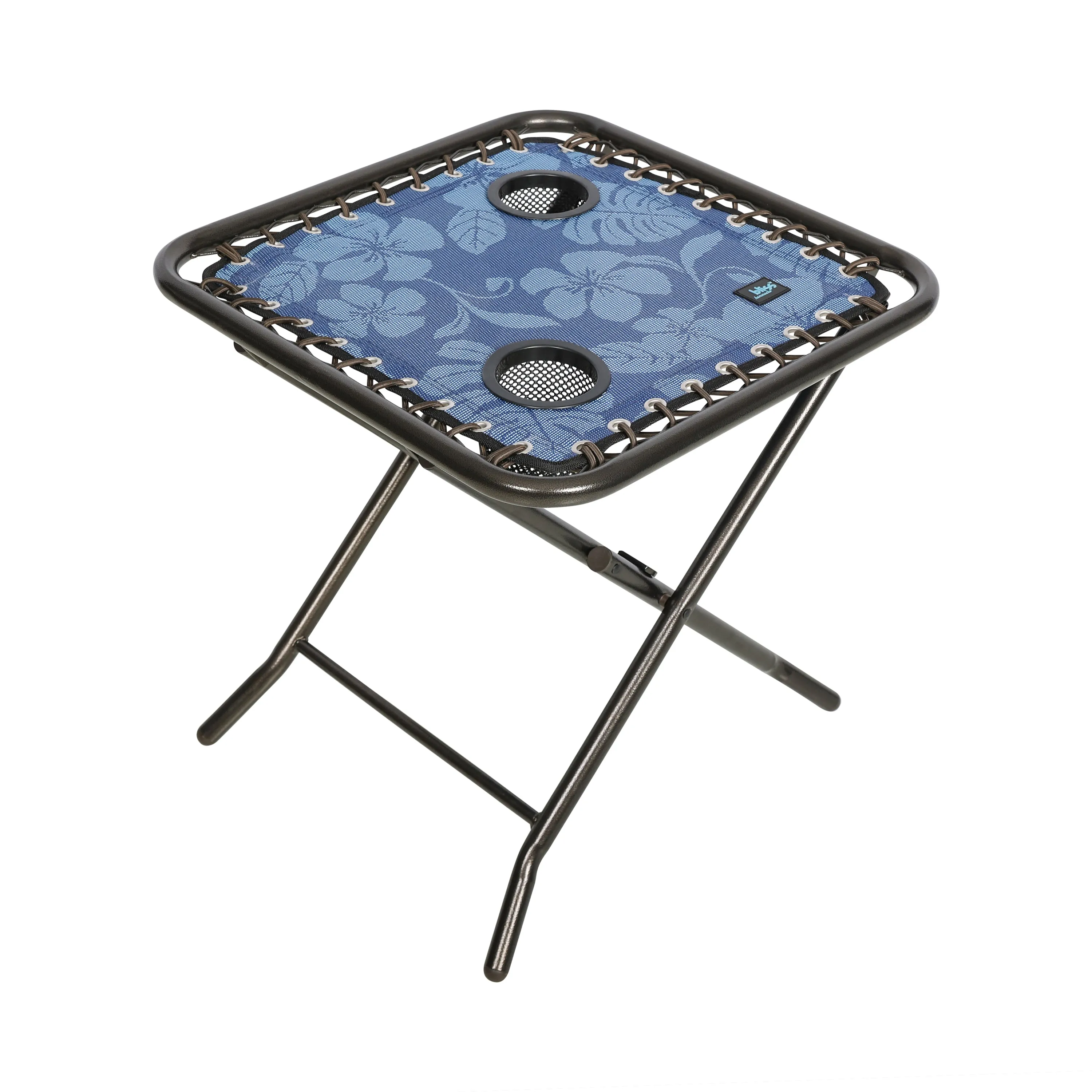 Folding Side Table w/ 2 Built-In Cup Holders | 20-in. Surface | Weather Resistant | 40 Lb. Capacity