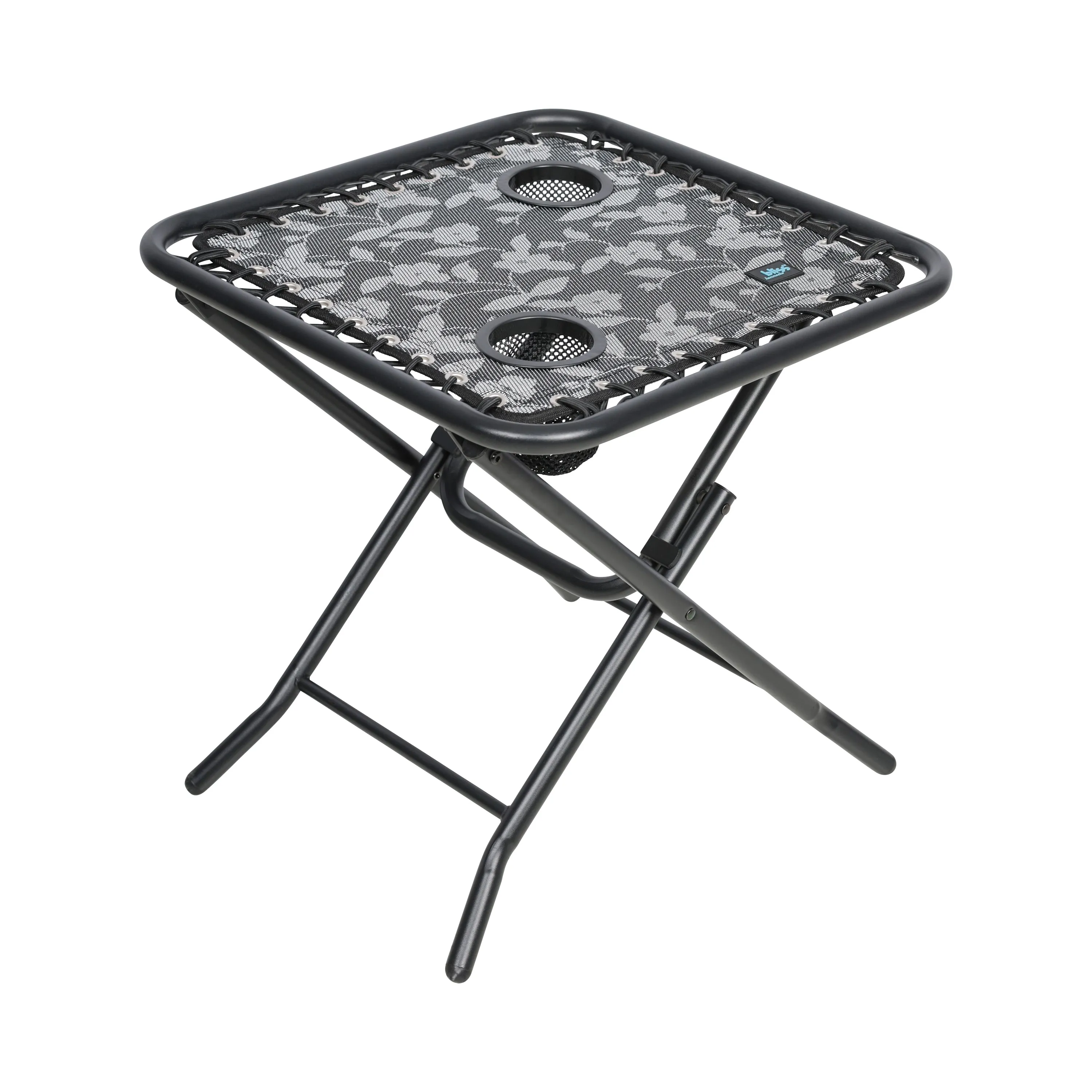 Folding Side Table w/ 2 Built-In Cup Holders | 20-in. Surface | Weather Resistant | 40 Lb. Capacity