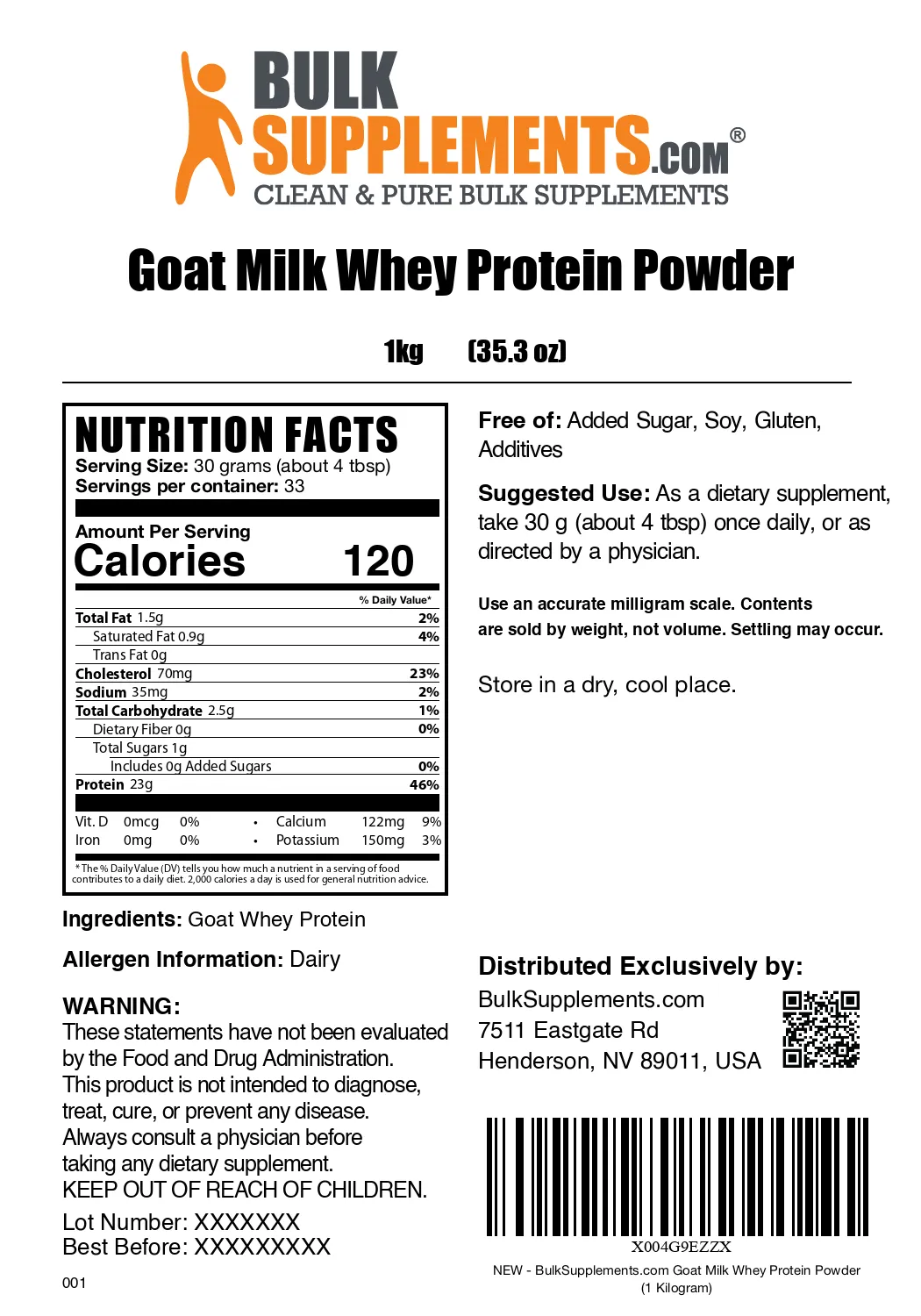 Goat Milk Whey Protein Concentrate Powder