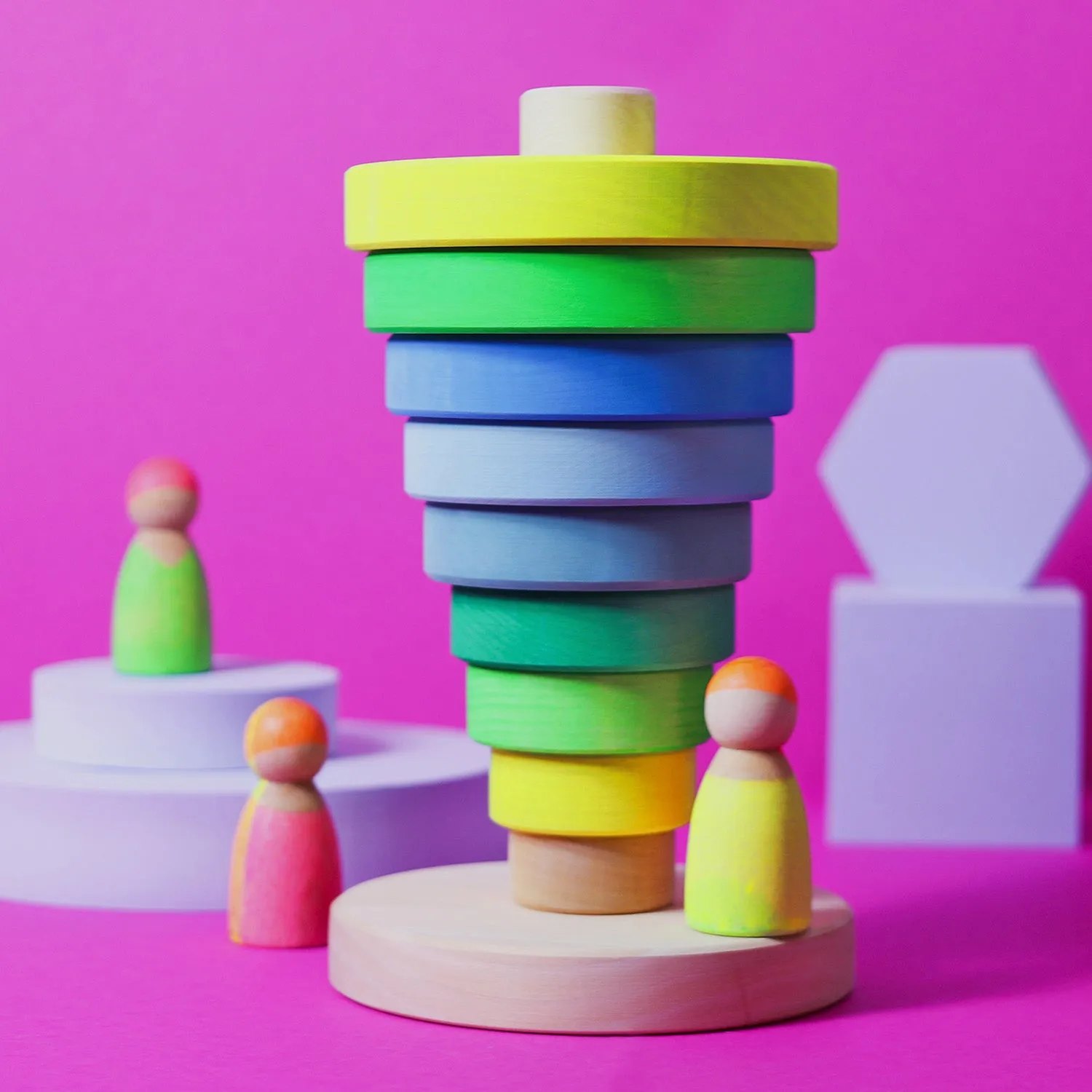 Grimm's Conical Stacking Tower - Neon Green