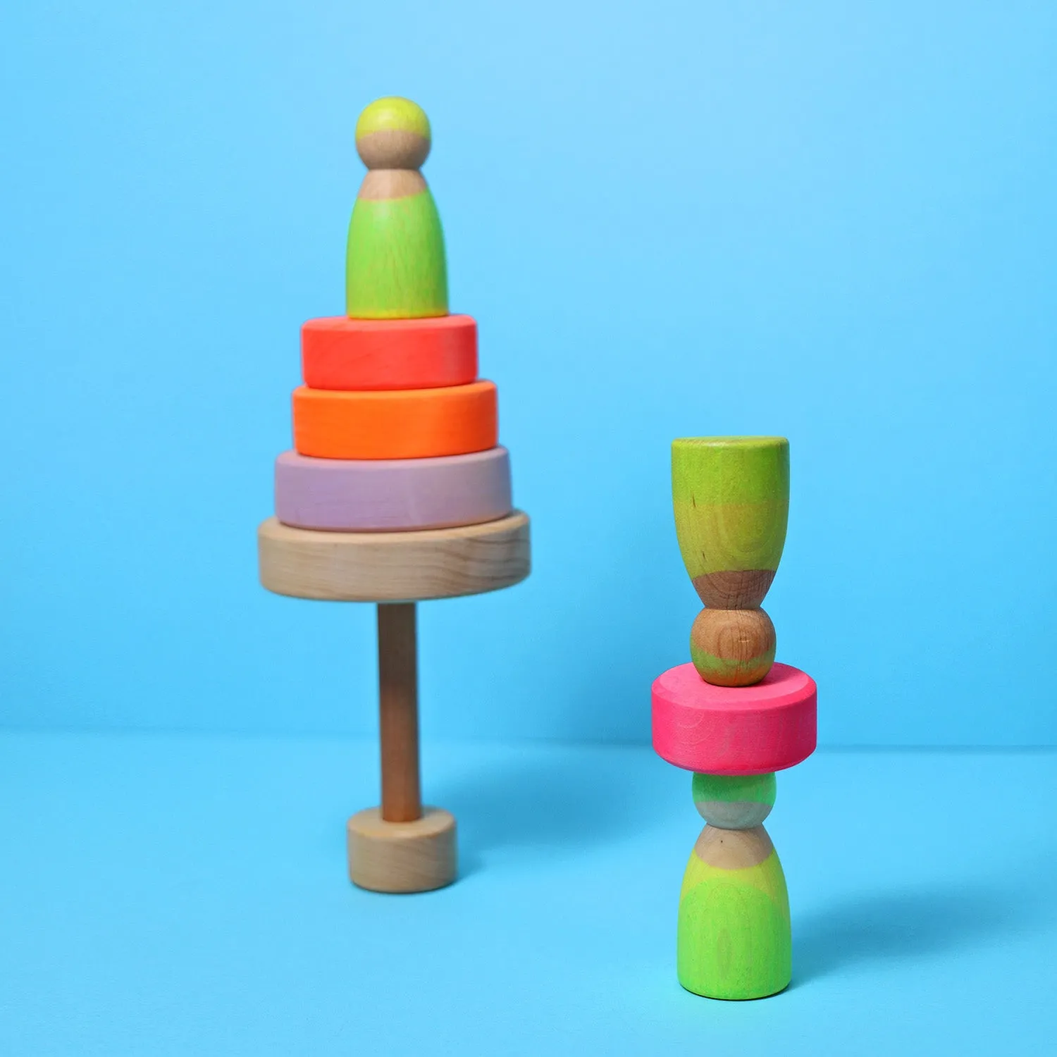 Grimm's Small Conical Stacking Tower - Neon Pink