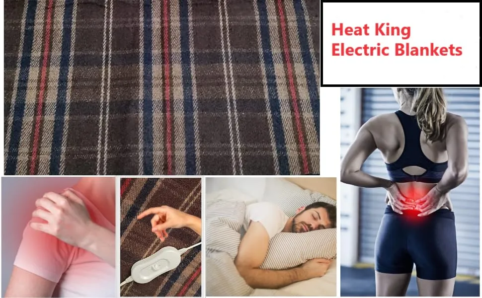 Heat King Premium Electric Blanket for Double Bed-Shock Proof Heated Blanket with 4 Heat Settings.-Size(5 feet x 5 feet)-Ideal for 2 People-5 Year Warranty