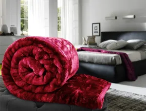 HomyReef 500 TC Winter/Mild-Winter Solid/Floral Light Weight Super Soft Warm Mink Single Bed Blanket for Winter (215 x 152 cm), Lightweight (Maroon, Single Bed - 85x60 Inch)