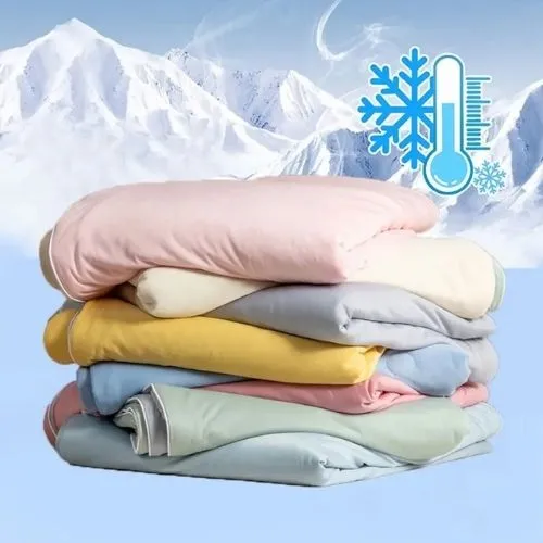 Icy Silky Summer Cool Quilt Set of 3 Pieces, Blue with Grey Color