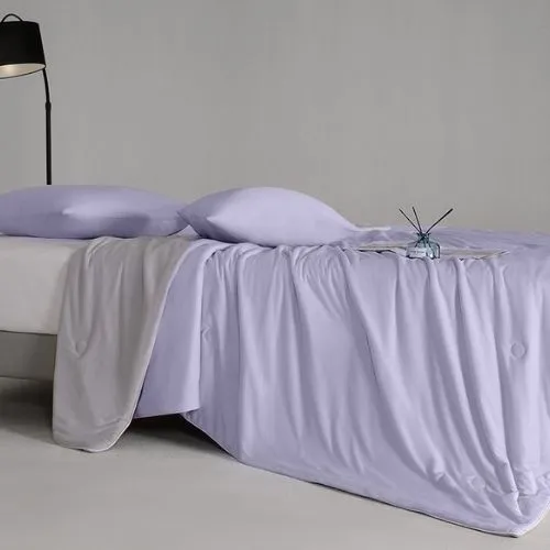 Icy Silky Summer Cool Quilt Set of 3 Pieces, Violet with Grey Color