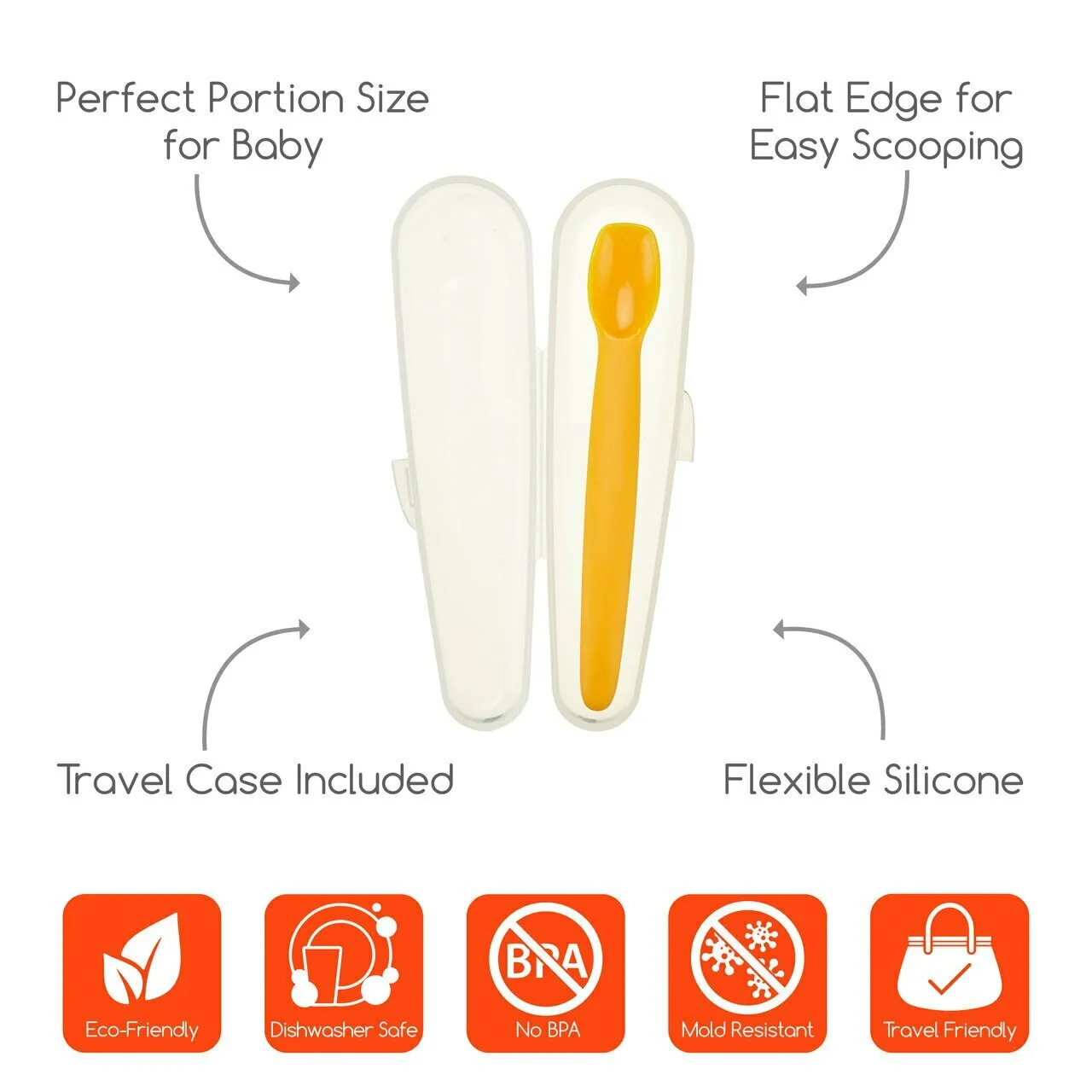 Innobaby Din Din SMART Silicone Baby Spoon With Carrying Case Gum Friendly