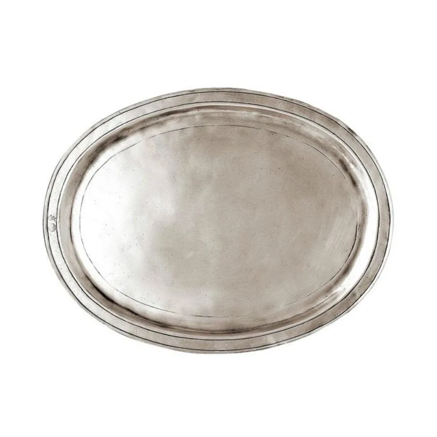 Italian Pewter Oval Tray 'Orvieto' | Large