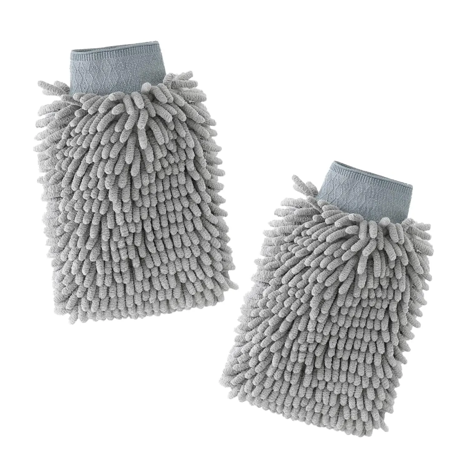 Kuber Industries Gloves | Microfiber Cleaning Gloves | Chenille Mitts for Kitchen | Hand Duster for Kitchen | 1000 GSM Hand Gloves | Double Sided Gloves | SHXNEFSST1 | Pack of 2 | Gray