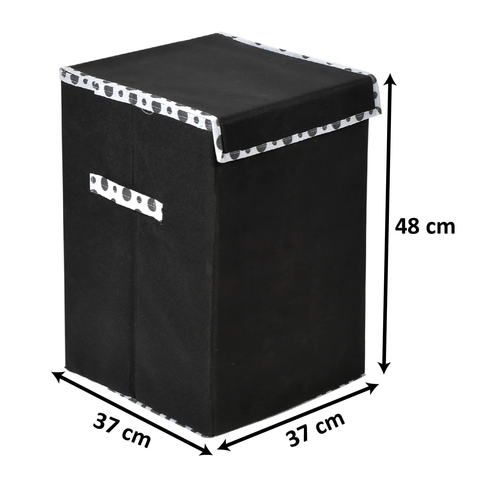 Kuber Industries Non-Woven Laundry Basket, Clothes Hamper For Laundry Closet, Bedroom, Bathroom With Lid & Handles- Pack of 2 (Black)-44KM0196