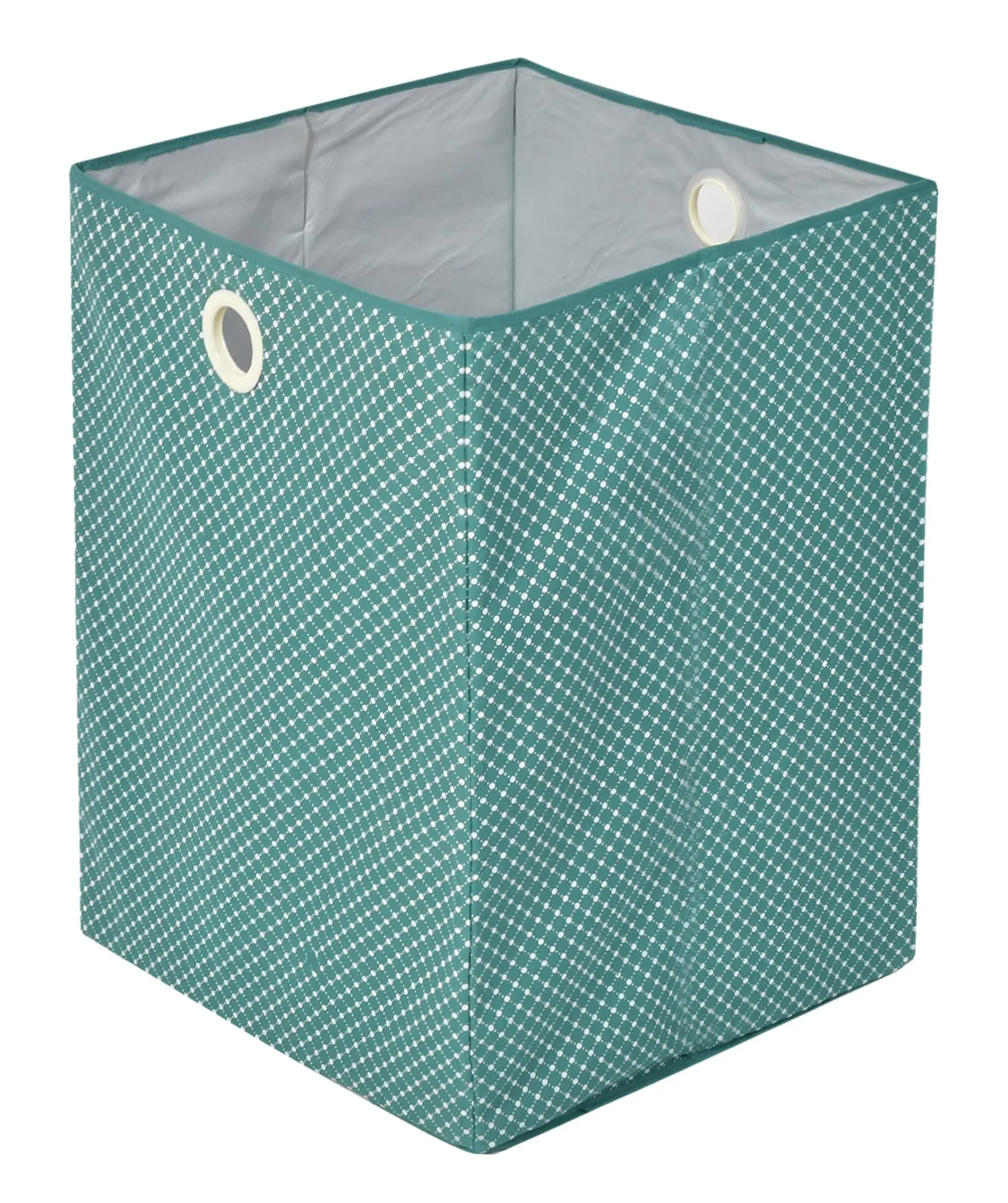 Kuber Industries Polka Dot Printed Cotton Laundry Basket, Clothes Hamper For Laundry Closet, Bedroom, Bathroom With Handles- Pack of 2 (Green)-44KM0208