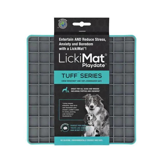 LickiMat Playdate Tuff Slow Feeder Mat for Dogs Turquoise