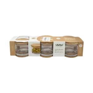 LIMON GLASS CONTAINER WITH WOODEN LID 3PCS