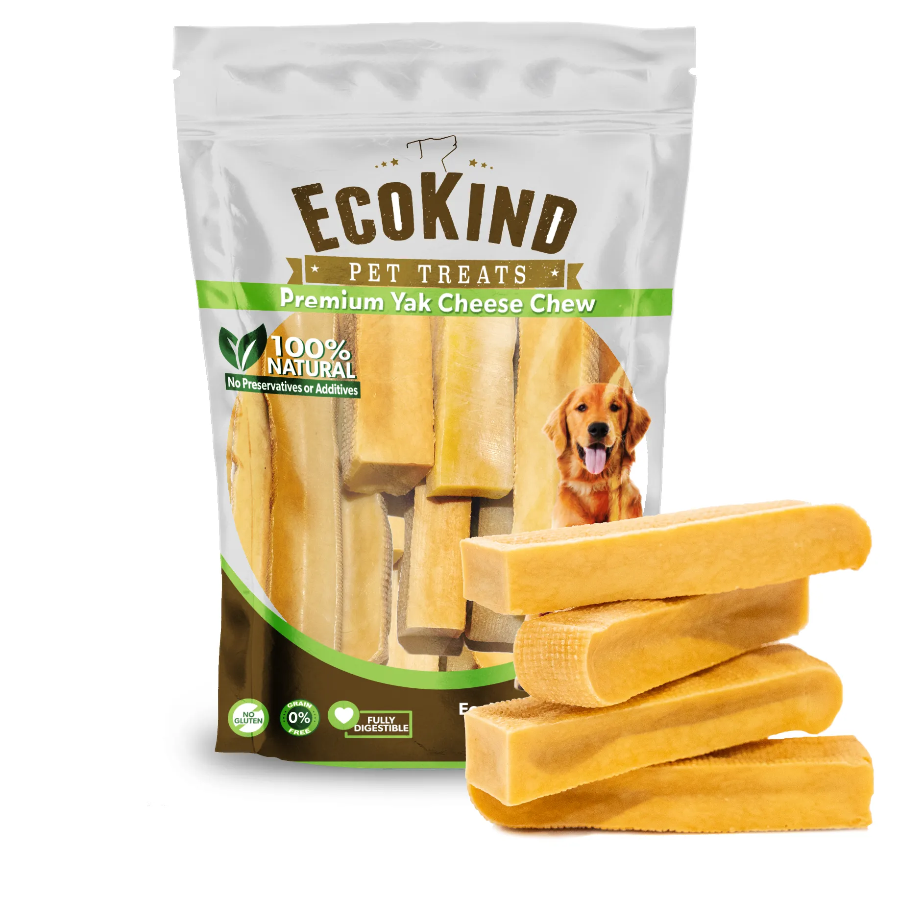 Long-Lasting Gold Yak Chews for Large Dogs