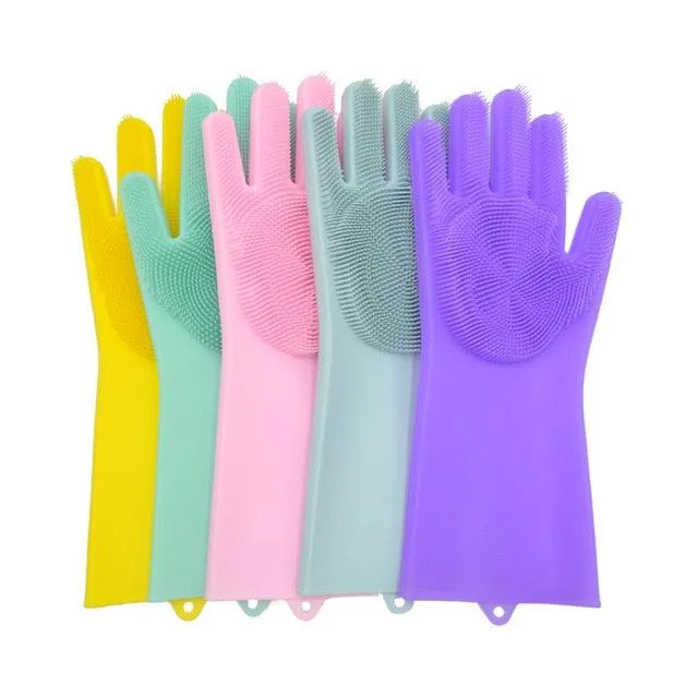 Magic Silicone Dish Washing Scrub Gloves