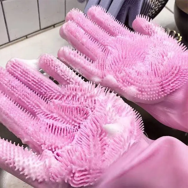 Magic Silicone Dish Washing Scrub Gloves