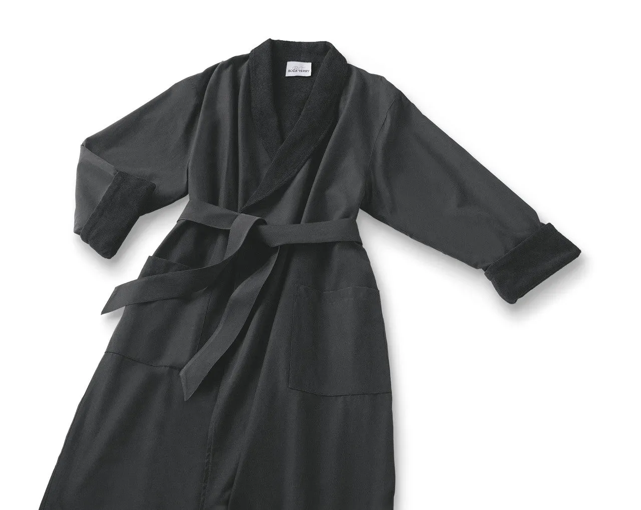 Microfiber French Terry Lined Bathrobe with Shawl Collar