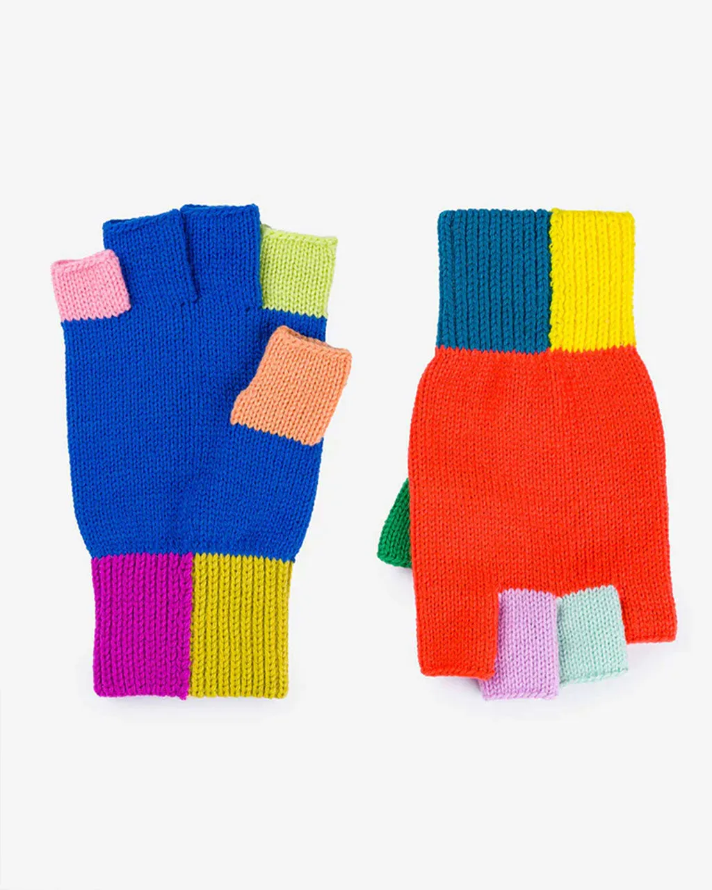 Mismatch Fingerless Gloves - Multi Rainbow