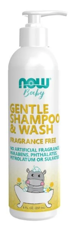 Now Foods Gentle Baby Shampoo & Wash, Fragrance Free 8 oz Liquid